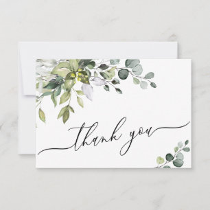 Simple Elegant Eucalyptus Watercolor Greenery Thank You Card