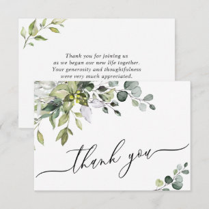 Simple Elegant Eucalyptus Watercolor Greenery Thank You Card