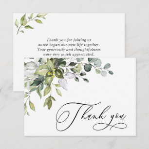 Simple Elegant Eucalyptus Watercolor Greenery Thank You Card
