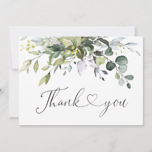 Simple Elegant Eucalyptus Watercolor Greenery Thank You Card