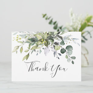 Simple Elegant Eucalyptus Watercolor Greenery Thank You Card