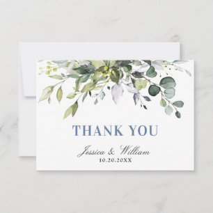 Simple Elegant Eucalyptus Watercolor Greenery Thank You Card