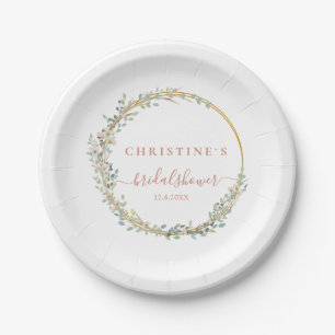 Simple, elegant eucalyptus wedding paper plate