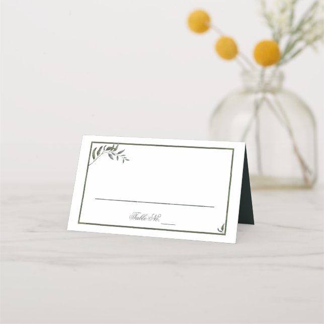 Simple Elegant Eucalyptus Wedding Place Card (Front)