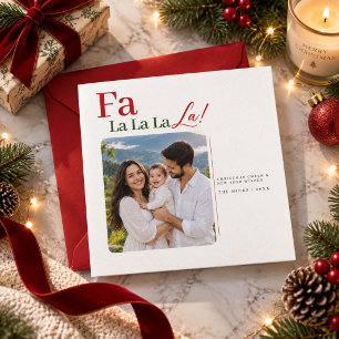 Simple Elegant Fa La La Christmas Family Photo    Holiday Card