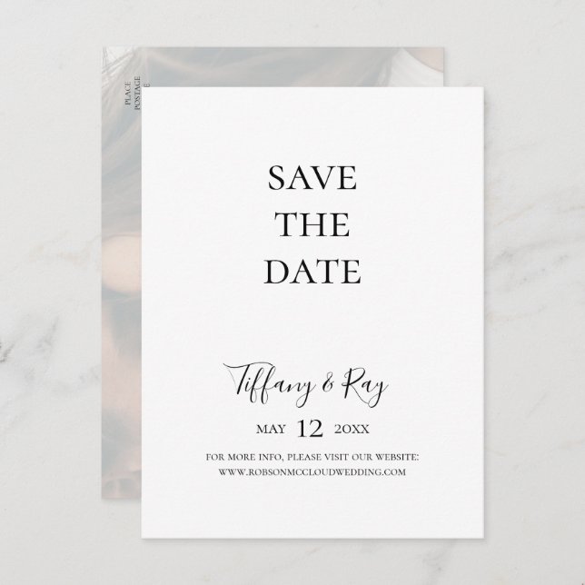 Simple Elegant Faded Photo Save The Date Postcard (Front/Back)