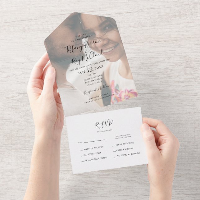 Simple Elegant Faded Photo Seal And Send All In One Invitation (Tearaway)