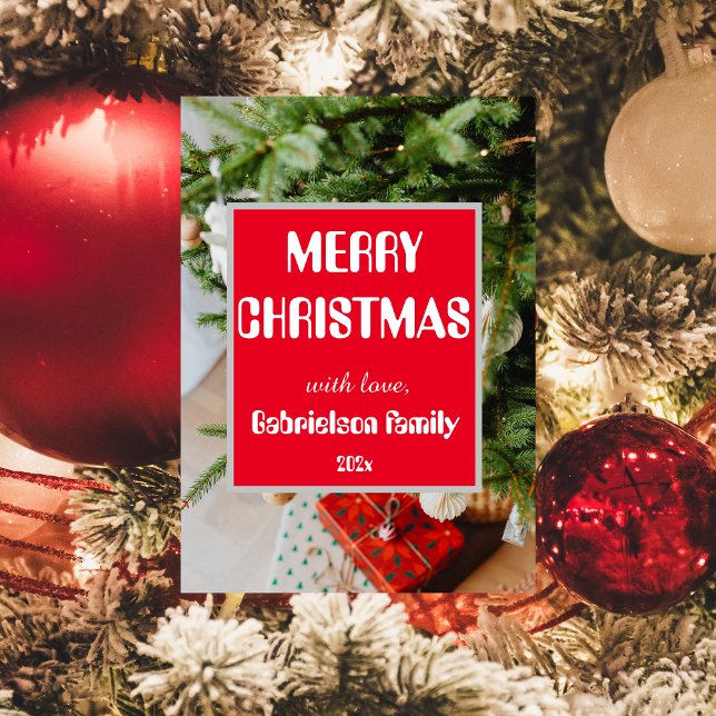 Simple elegant family christmas personalised holiday card (Creator Uploaded)