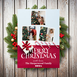 simple elegant family christmas Photo collage Holi Holiday Card