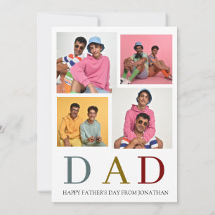 Simple elegant Fathers Day Sweet Photo Collage Holiday Card