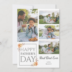 Simple elegant Fathers Day Sweet Photo Collage Holiday Card