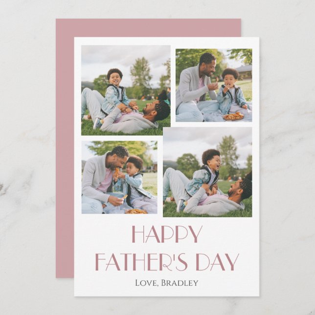 Simple elegant Fathers Day Sweet Photo Collage Holiday Card (Front/Back)