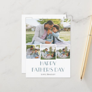 Simple elegant Fathers Day Sweet Photo Collage Holiday Postcard