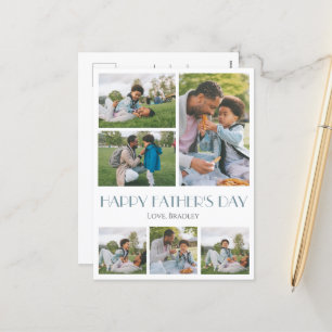 Simple elegant Fathers Day Sweet Photo Collage Holiday Postcard