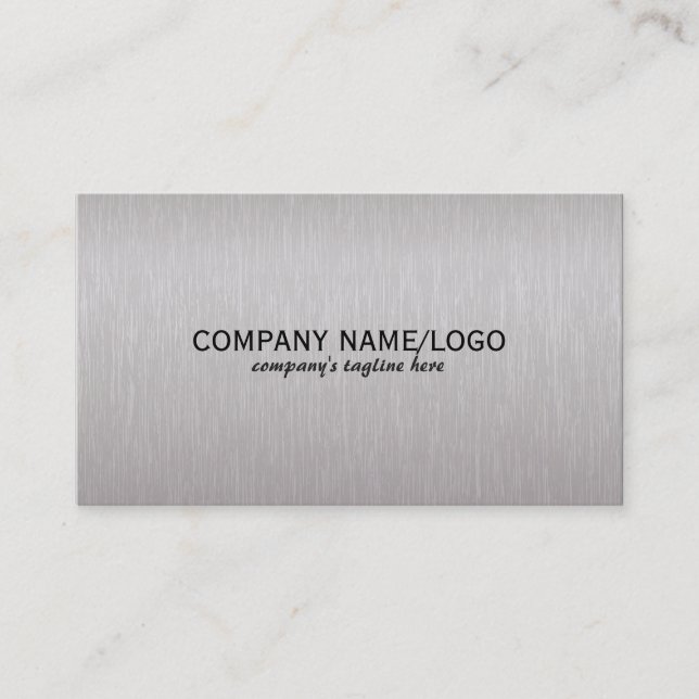 Simple Elegant Faux Brushed Aluminium 2 Business Card (Front)