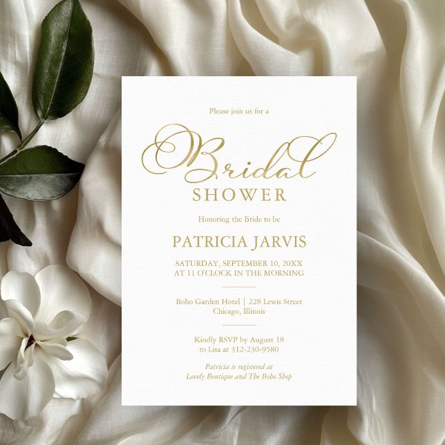 Simple Elegant Faux Foil Script Bridal Shower Invi Invitation (Creator Uploaded)