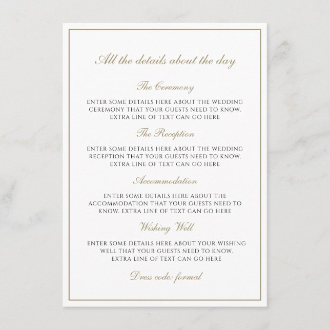 Simple Elegant Faux Gold Classic Monogram Details Enclosure Card (Front)