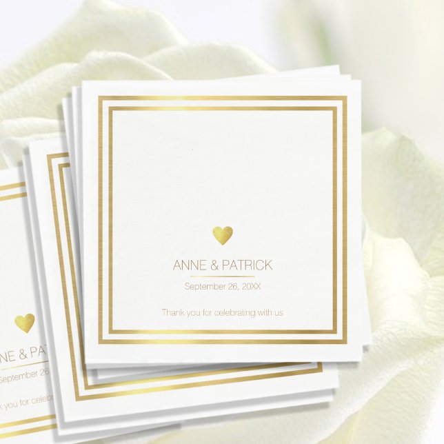 Simple & elegant faux gold on white wedding party napkin (Creator Uploaded)