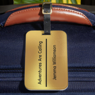 Simple Elegant Faux Gold Trendy Personalised Name Luggage Tag