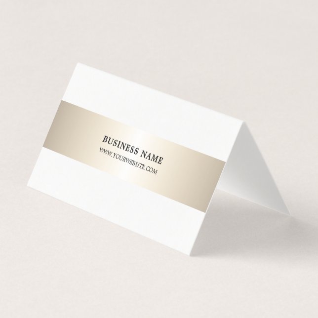 Simple Elegant Faux Metal Stripe Folded Business Card (Front)