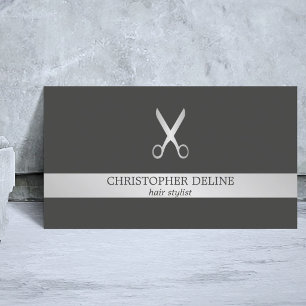 Simple Elegant Faux Silver Scissor Hair Stylist Business Card