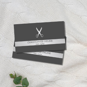 Simple Elegant Faux Silver Scissor Hair Stylist Business Card