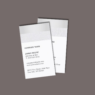 Simple Elegant Faux Silver White Consultant Business Card