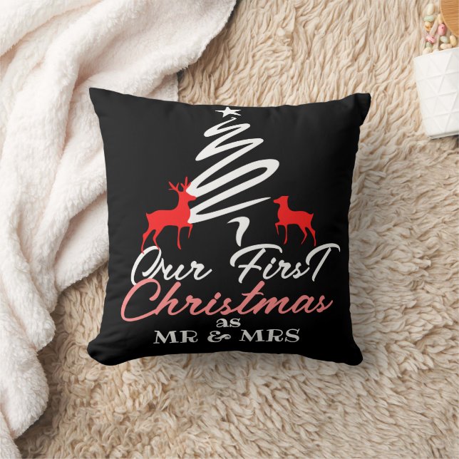 Simple Elegant | First Christmas as Mr and Mrs Cushion (Blanket)