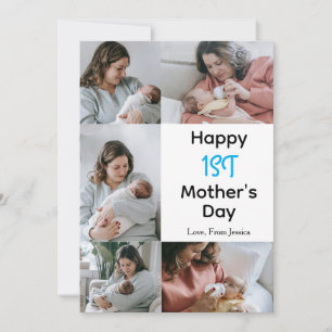 Simple Elegant first Mother's Day Photo Collage Holiday Card