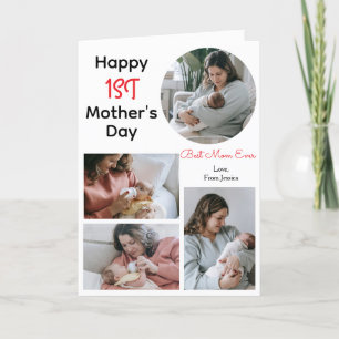 Simple Elegant first Mother's Day Photo Collage Holiday Card