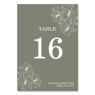 Simple Elegant Flora Conrners Wedding Table Number