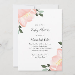 Simple Elegant Floral Blush Pink Girl Baby Shower Invitation