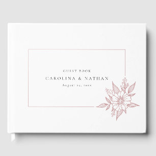 Simple Elegant Floral Blush Pink Wedding Guest Book