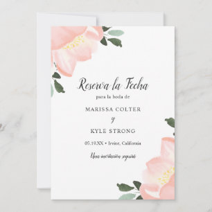 Simple Elegant Floral Blush Pink Wedding Spanish Save The Date