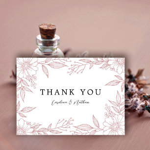 Simple Elegant Floral Blush Pink Wedding Thank You Card