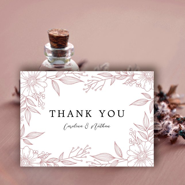 Simple Elegant Floral Blush Pink Wedding Thank You Card (Creator Uploaded)