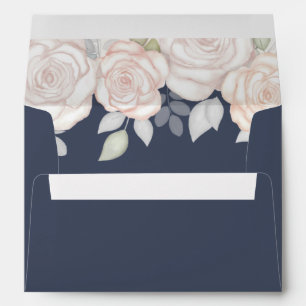 Simple Elegant Floral Chic Botanical Slate Blue Envelope