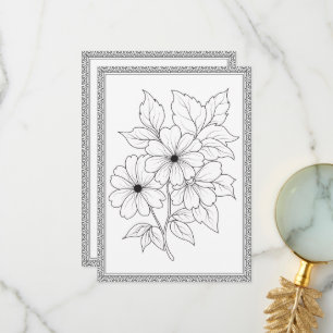 Simple Elegant Floral Color Your Own Greeting Card