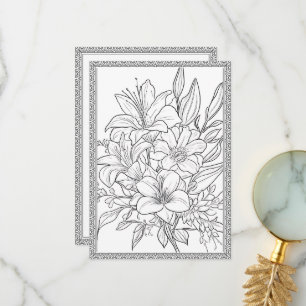 Simple Elegant Floral Color Your Own Greeting Card