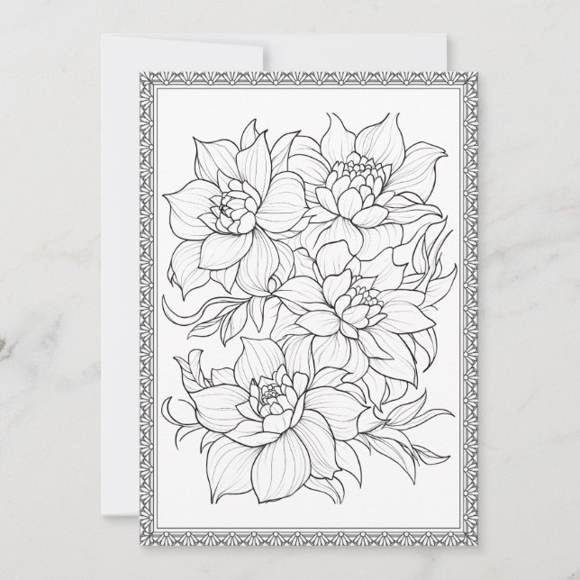 Simple Elegant Floral Colour Your Own Greeting Car Thank You Card (Front)