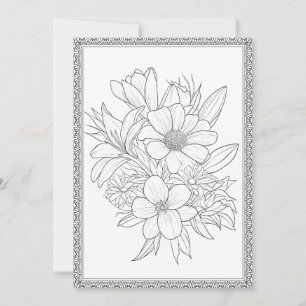 Simple Elegant Floral Colour Your Own Greeting Car Thank You Card