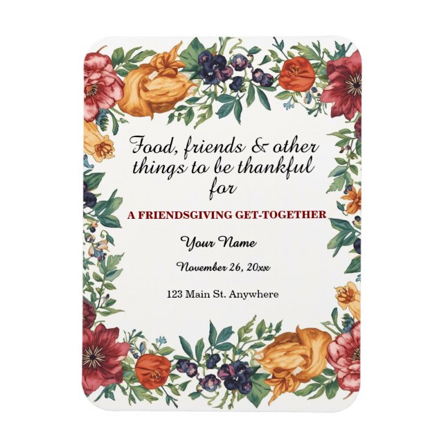Simple Elegant Floral Friendsgiving  Magnet (Vertical)