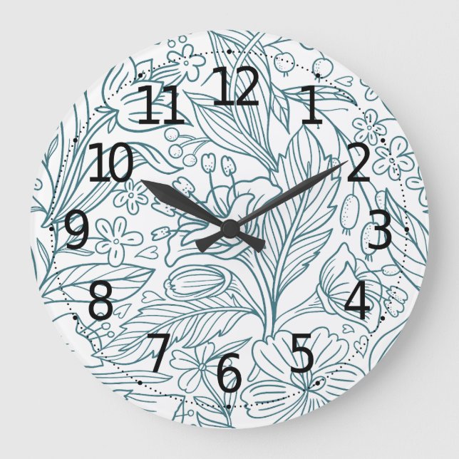Simple Elegant Floral Hibiscus Leaves | Large Clock (Front)