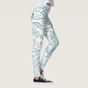Simple Elegant Floral Hibiscus Leaves   Leggings