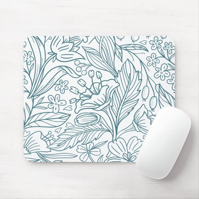 Simple Elegant Floral Hibiscus Leaves | Mouse Mat (With Mouse)
