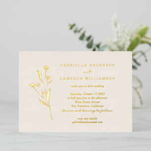 Simple Elegant Floral Ivory Black Drawing Wedding