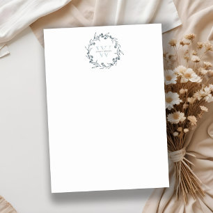 Simple Elegant Floral Laurel Wreath Monogram Card