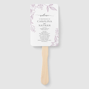 Simple Elegant Floral Lavender Wedding Program  Hand Fan