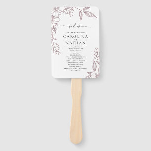 Simple Elegant Floral Mauve Wedding Program  Hand Fan