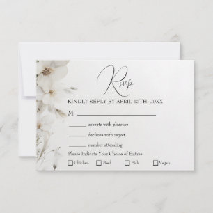 Simple Elegant Floral Meal Choice Wedding  RSVP Card